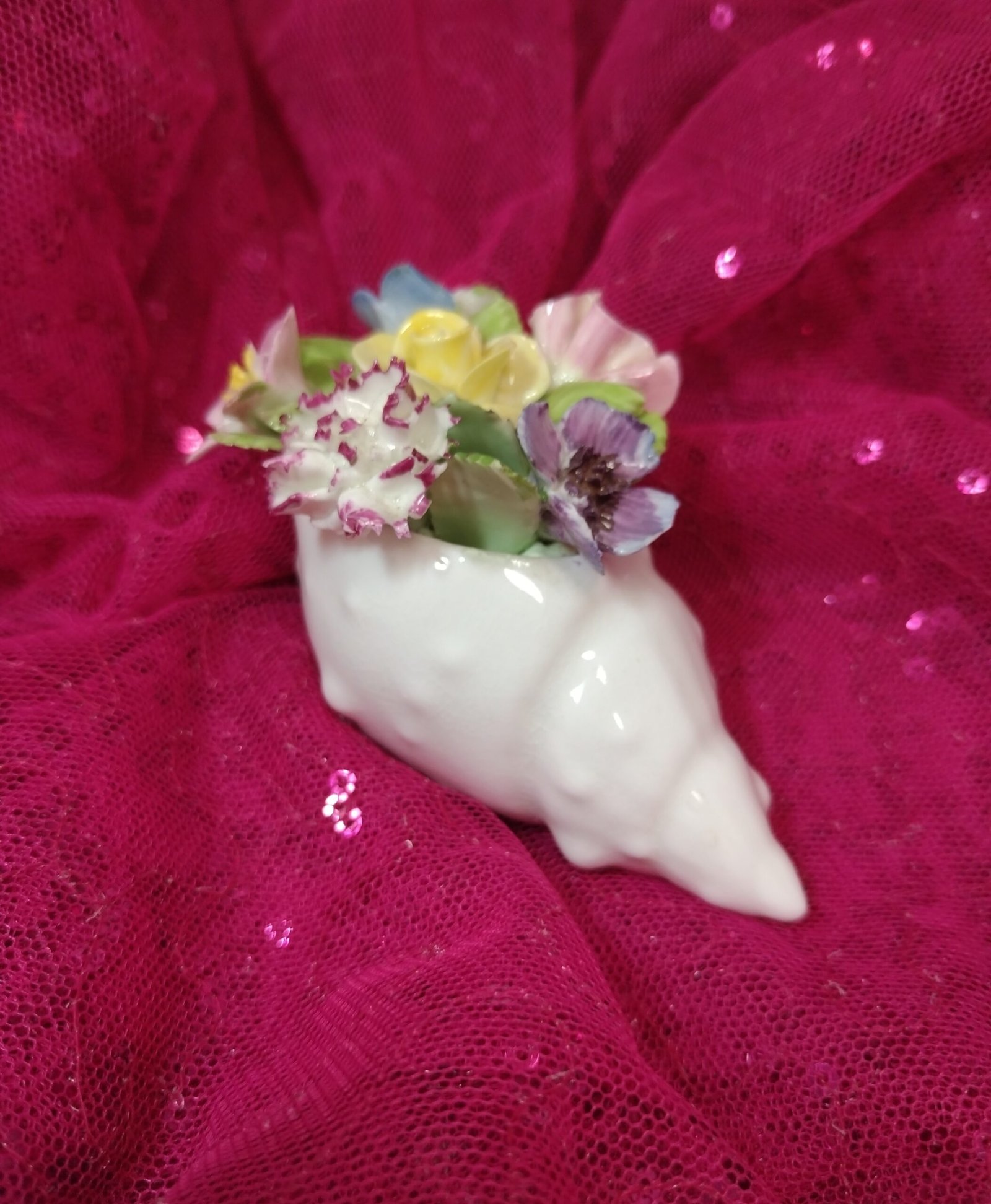 Royal Adderly Bone China floral shell figurine