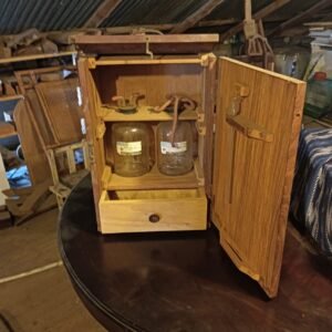 vintage Baxter Vacoliter glass 1V system in wooden box; distressed;