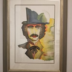 Framed silk painting, Portrait of a man